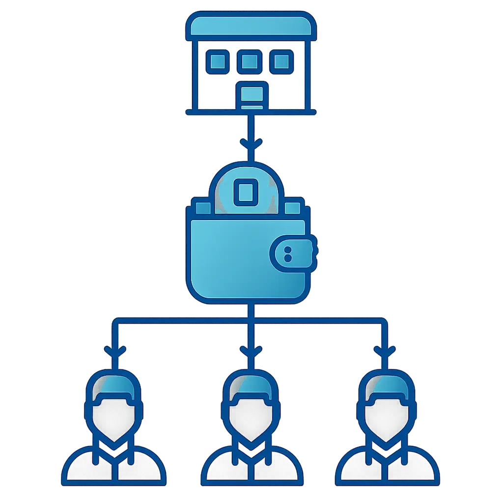 Crypto rewards flowchart Схема выплат команды через криптообменник