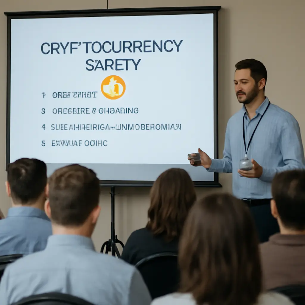 Сотрудник проходит обучение по безопасному использованию криптовалют и обмену
