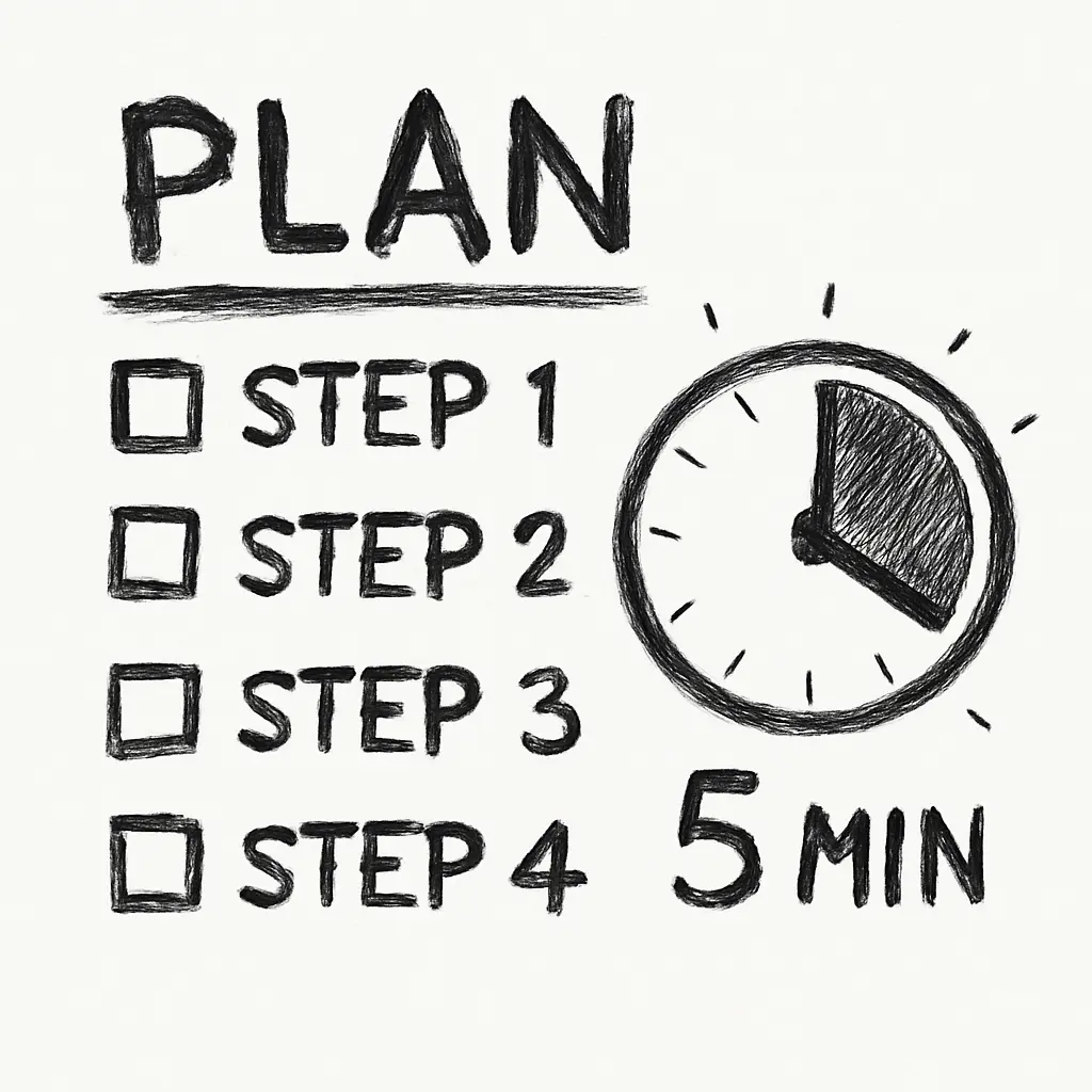 Скетч-план с шагами и таймером